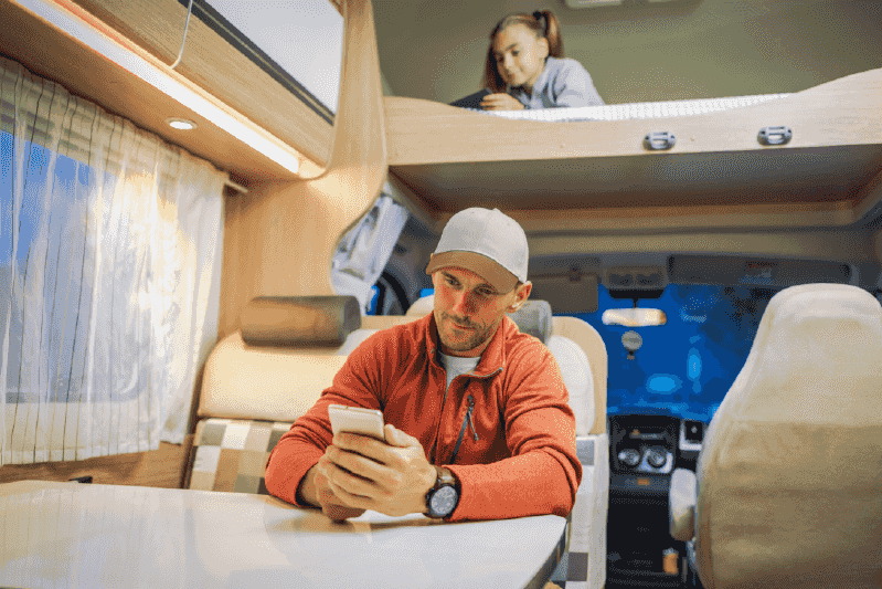 family enjoying boosted cell signal in an RV | weBoost