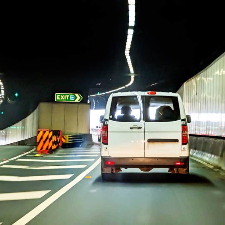 van in tunnel